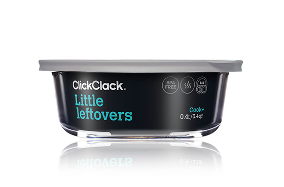 Click Clack Cook Glass Container and Lid Grey Round 400ml