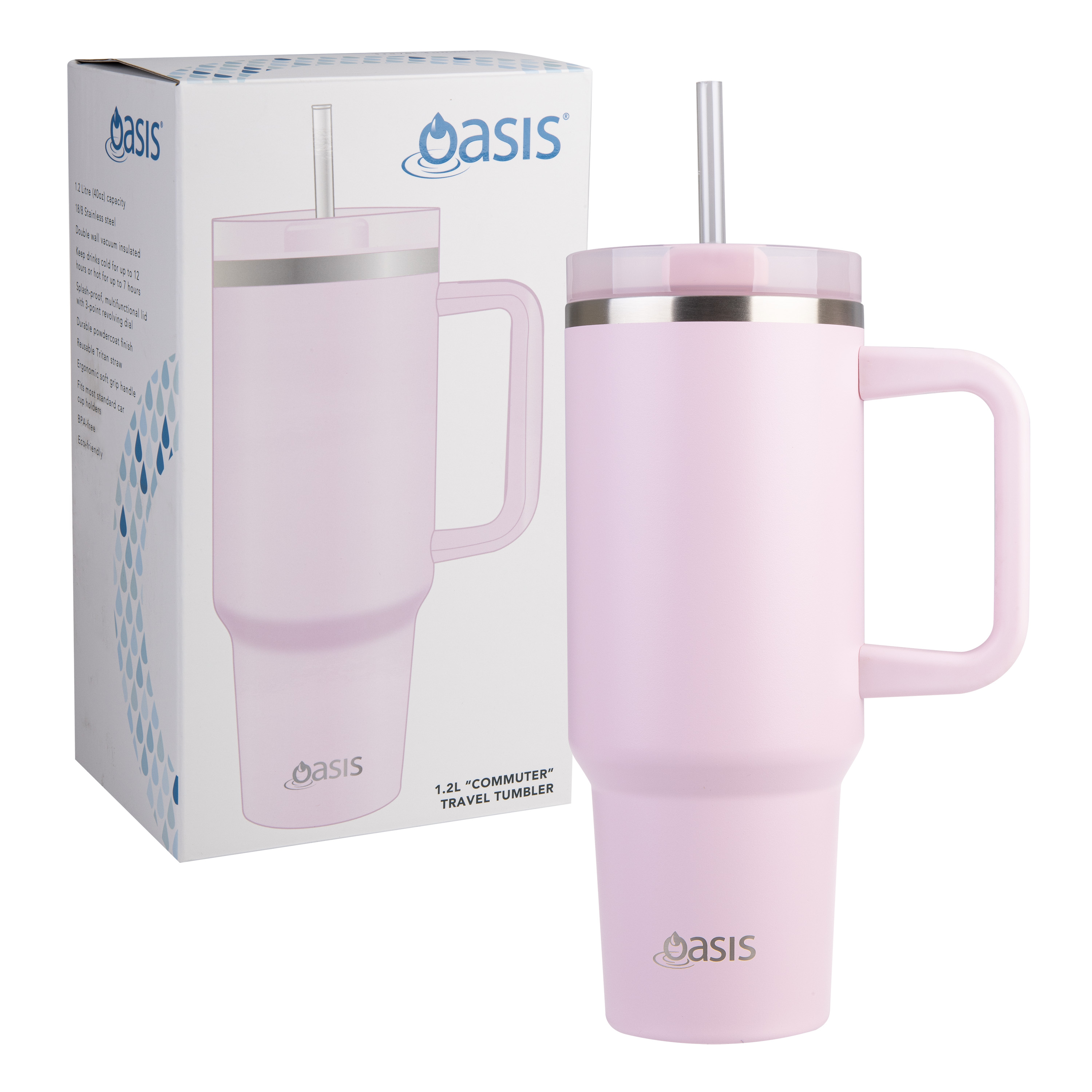 Oasis Stainless Steel Insulated Commuter Travel Tumbler Pink Lemonade