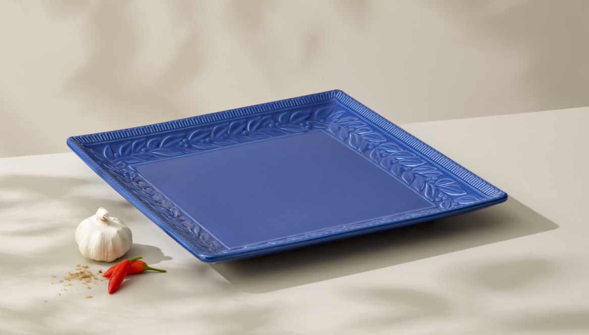 Casa Domani Leccino Square Platter 34cm Blue Gift Boxed