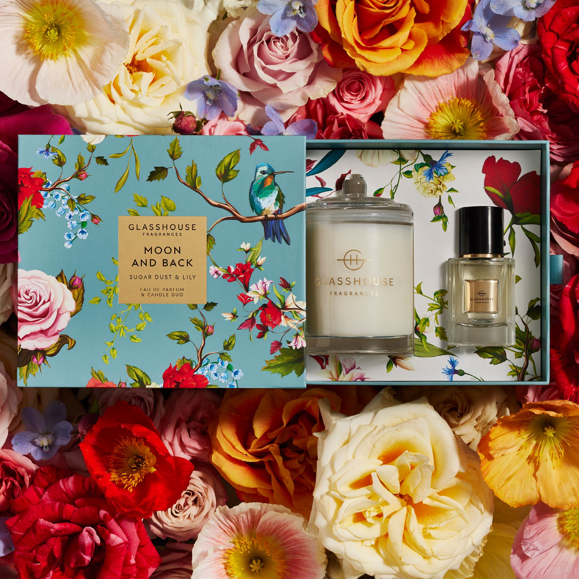 Glasshouse Fragrance 30ml Eau De Parfum , 200g Candle Eau De Parfum & Candle Duo Mother's Day Moon & Back