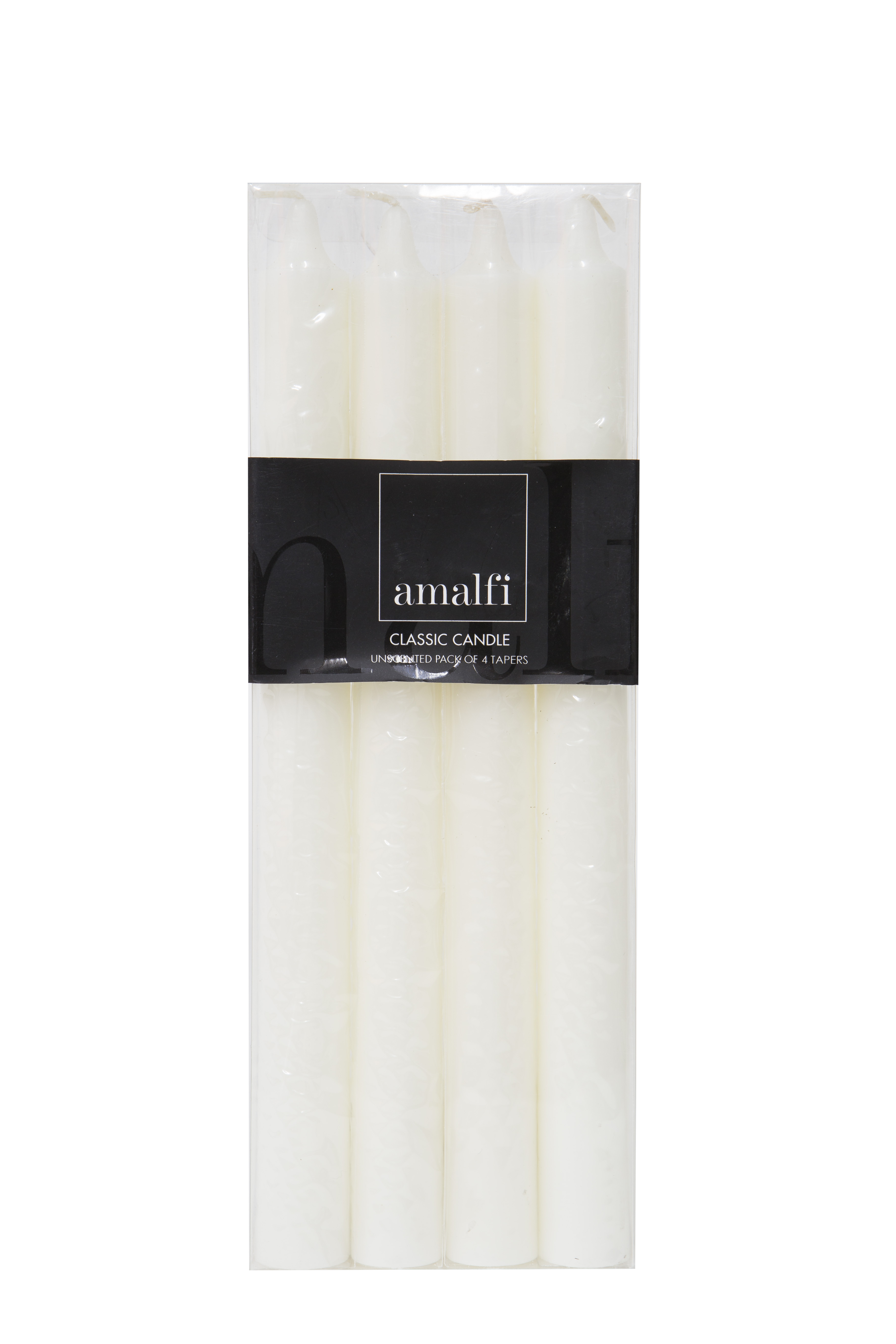 Amalfi Classic Dinner Candles Set 4 White 2.3x2.3x25cm