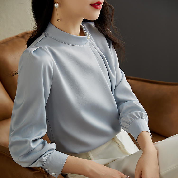 簡約氣質立領精緻釘子設計襯衫(4色)