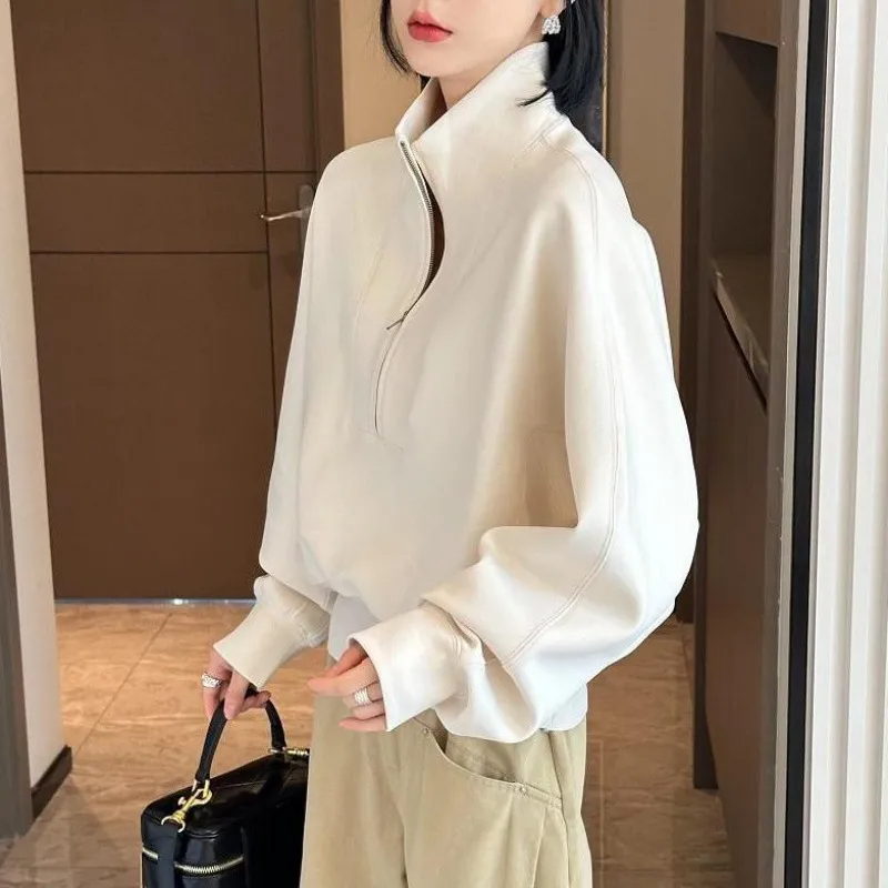 時尚小立領長袖衛衣+休閒闊腿褲兩件套