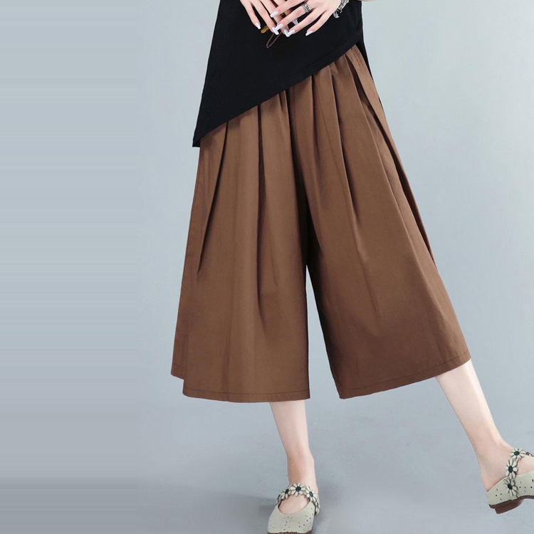 日式舒適棉麻寬鬆裙褲（3色）