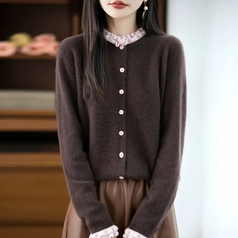 拼色木耳邊百搭針織衫(5色)