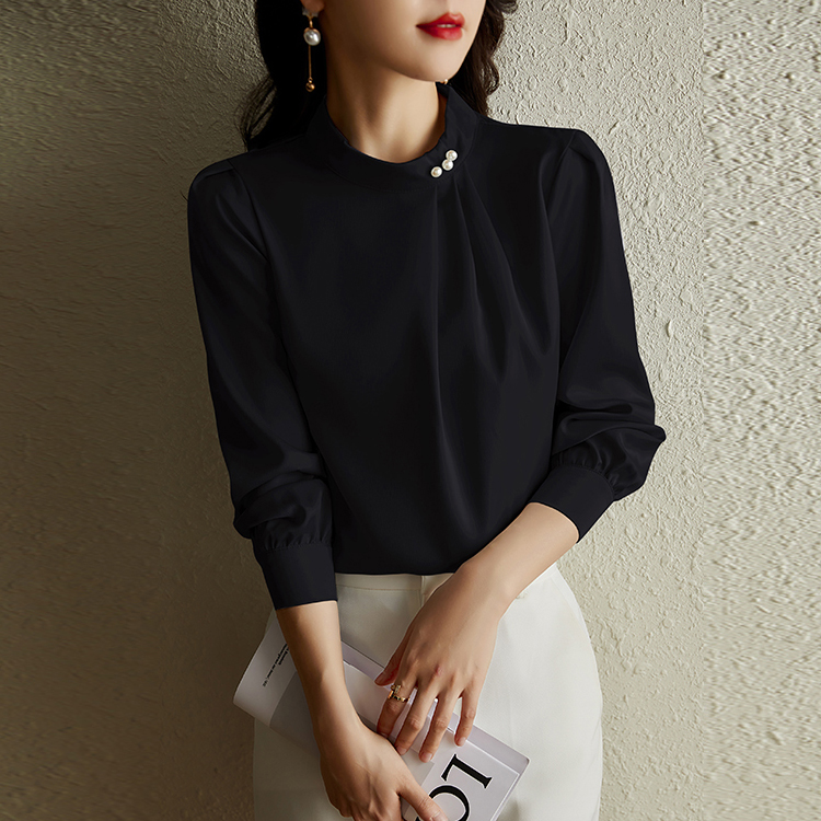 簡約氣質立領精緻釘子設計襯衫(4色)