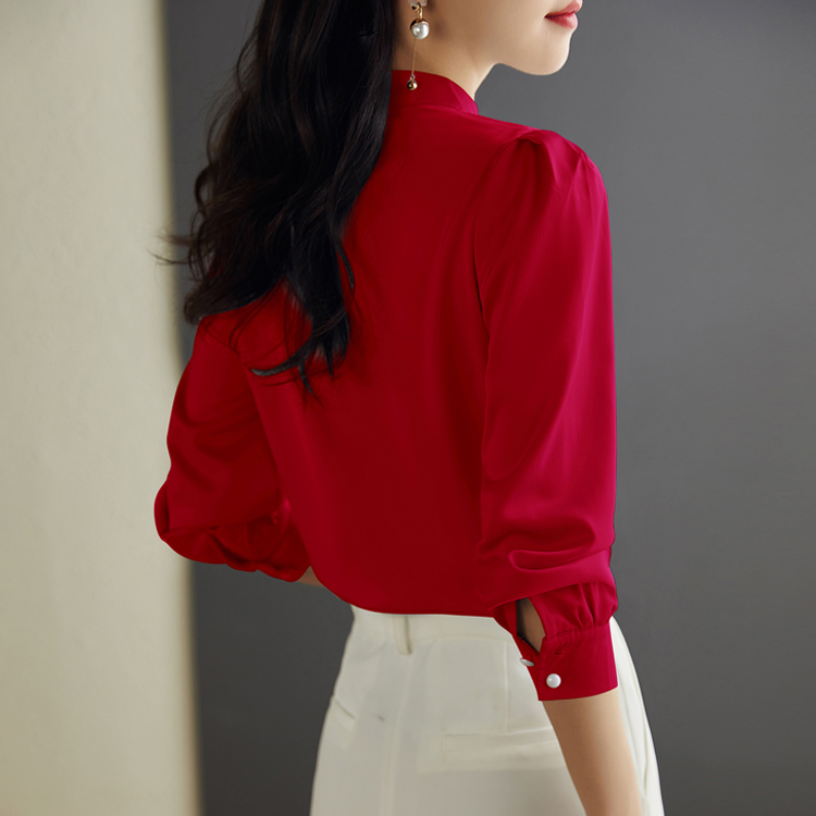 簡約氣質立領精緻釘子設計襯衫(4色)