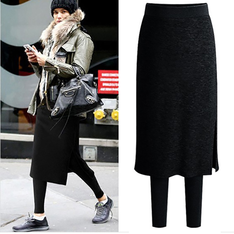 提臀高腰收腹假兩件打底裙褲(3色)