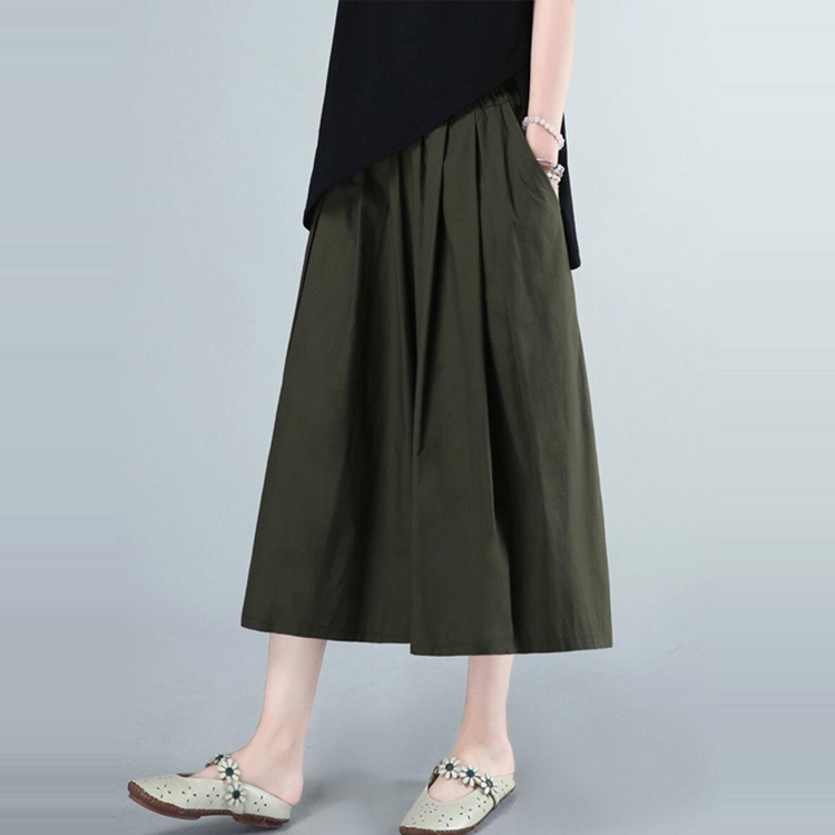 日式舒適棉麻寬鬆裙褲（3色）