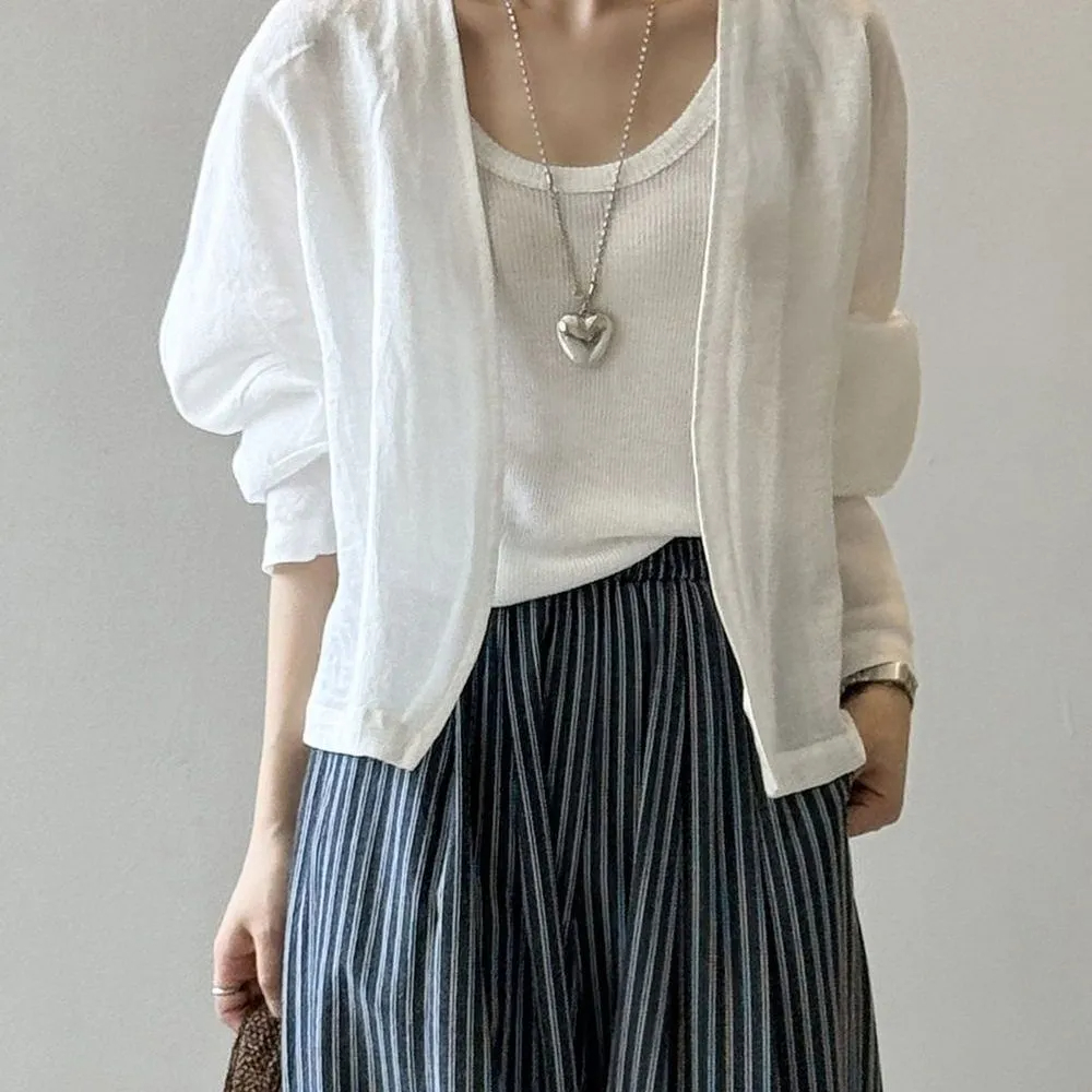 日系復古文藝棉麻長袖防曬衫(2色)