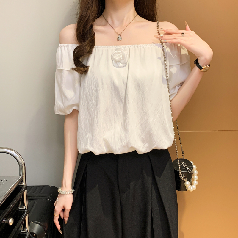 寬鬆一字肩泡泡袖襯衫(3色)