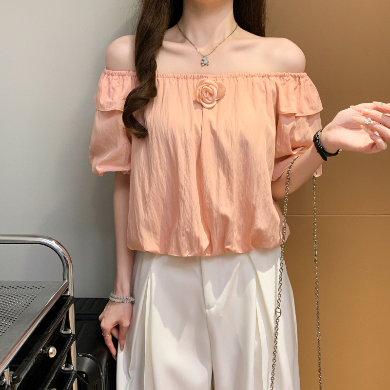 寬鬆一字肩泡泡袖襯衫(3色)