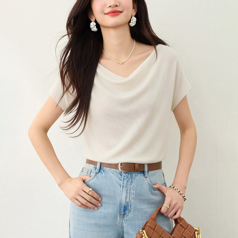 百搭蕩領短袖針織T恤