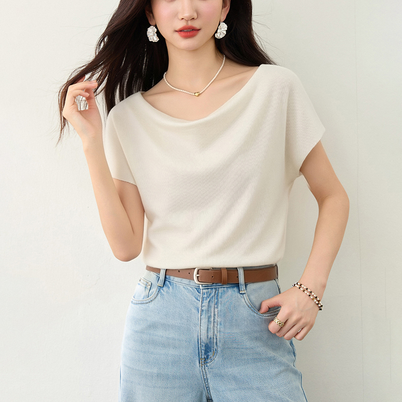 百搭蕩領短袖針織T恤