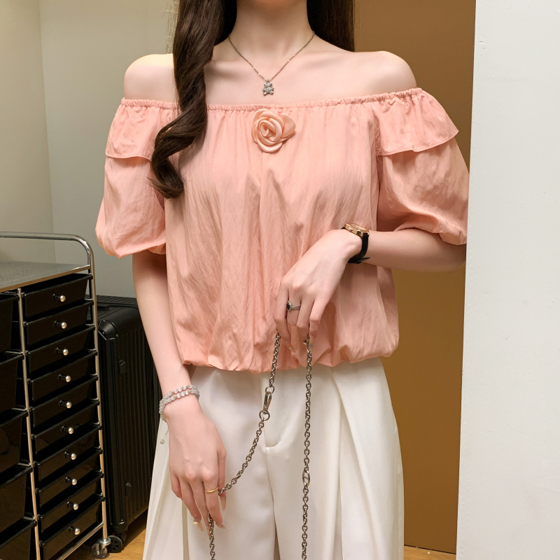 寬鬆一字肩泡泡袖襯衫(3色)