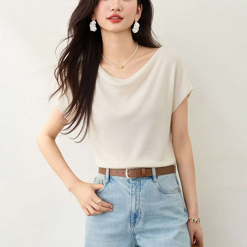 百搭蕩領短袖針織T恤