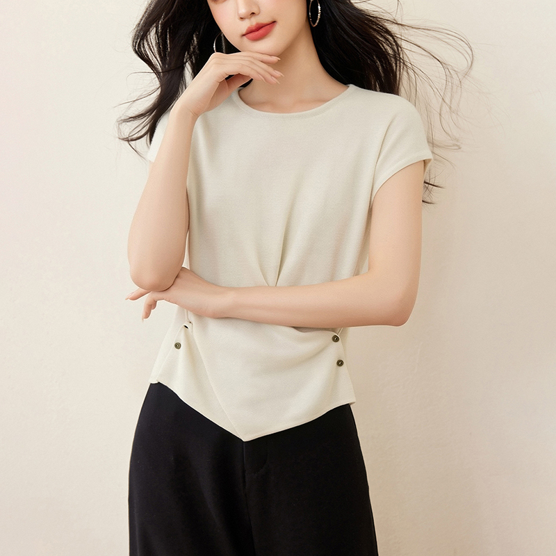 新款小飛袖針織短袖T恤(2色)