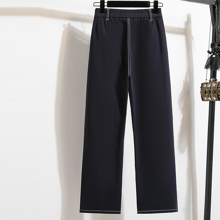 窄版鬆緊腰彈性直筒牛仔褲