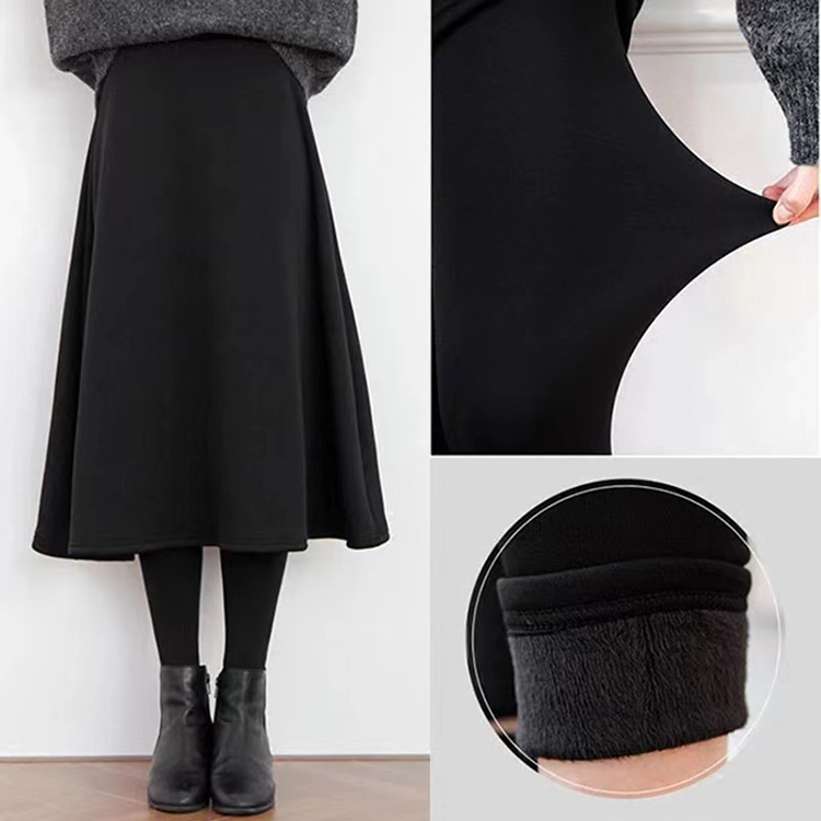 假兩件高腰A字加厚加絨打底裙褲(2色)