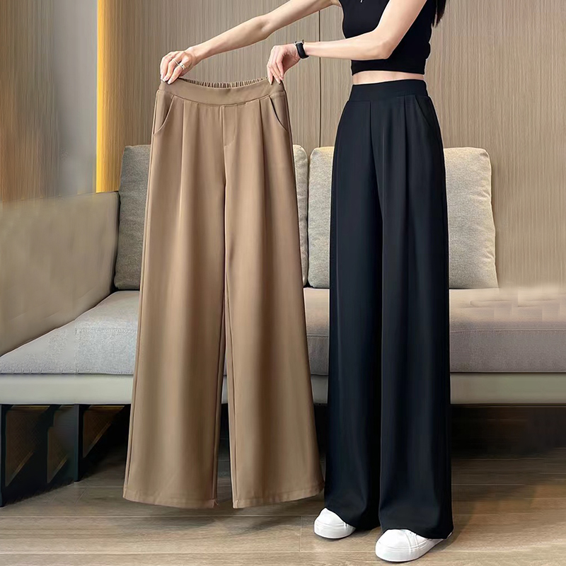 高腰垂感薄款休閒窄版直筒褲(3色)