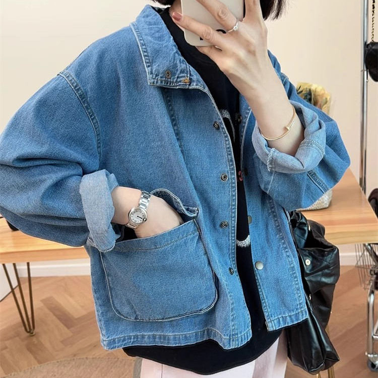 日系復古大口袋翻領牛仔外套(2色)