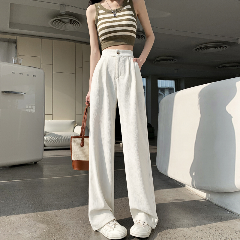 肌理冰絲直筒高腰垂感寬褲(3色)