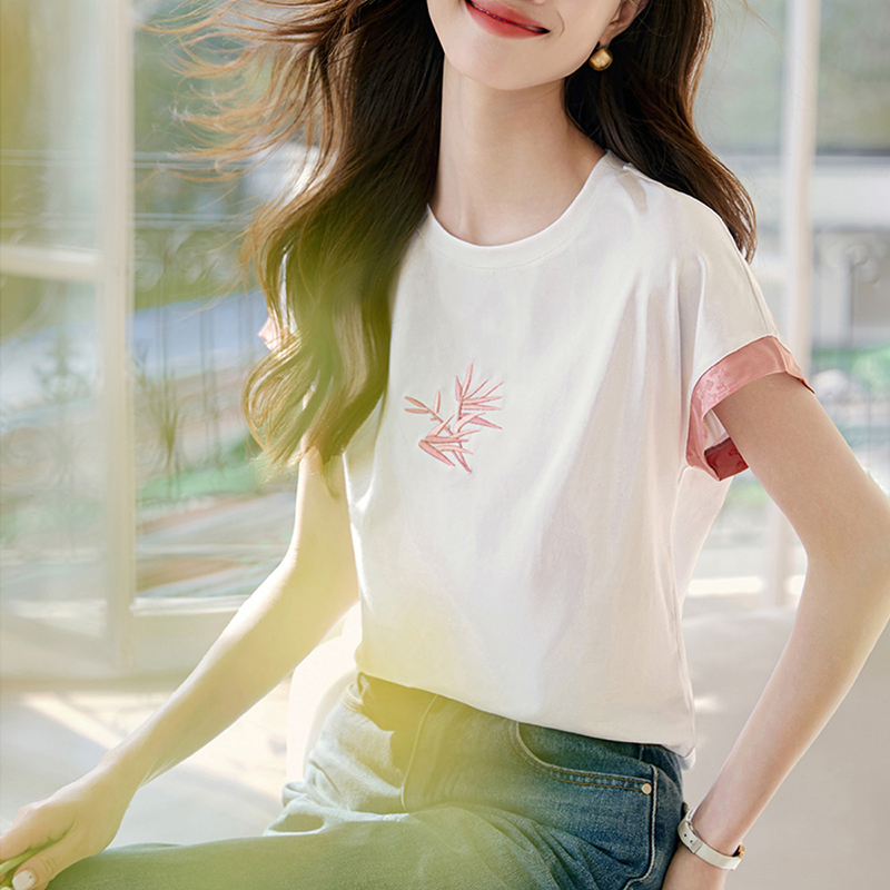 時尚百搭圓領撞色短袖T恤