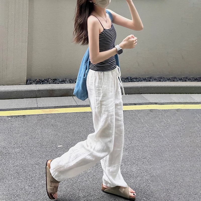 休閒高腰軟糯直筒闊腿褲(2色)