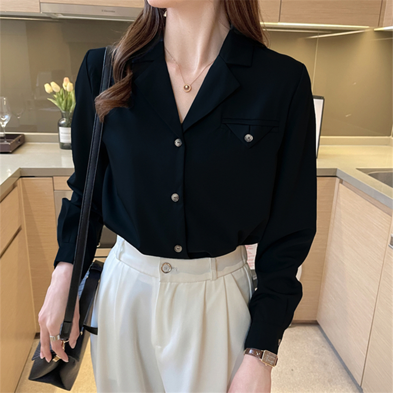 百搭小眾西裝領長袖襯衫