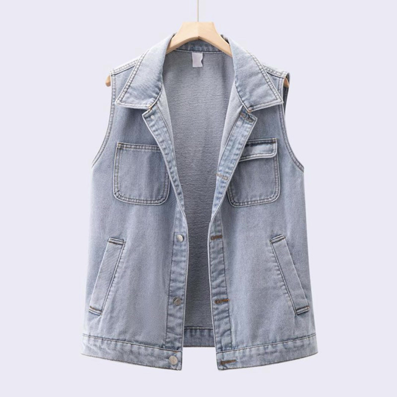 休閒寬鬆無袖牛仔外套(2色)