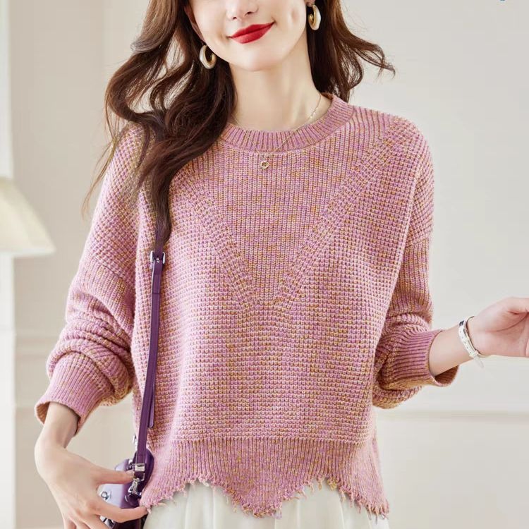 新款低圓領設計感流蘇針織毛衣(4色)