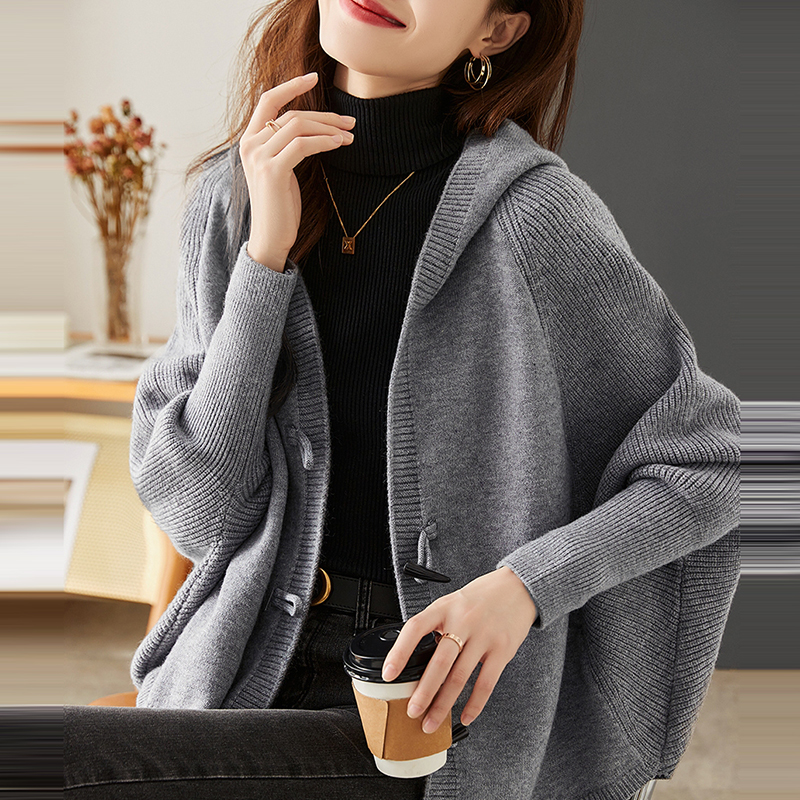 百搭休閒連帽領長袖針織開襟衫(4色)