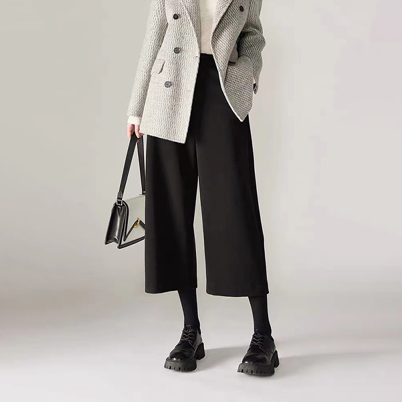 時尚洋氣高腰八分阔腿褲(3色)