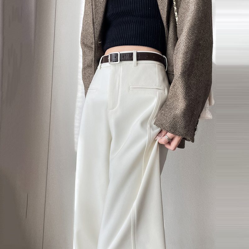 韓系高腰窄版拖地闊腿褲(3色)