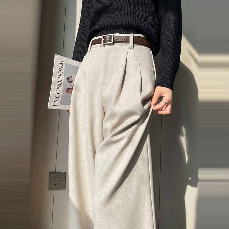 新款直筒拖地高腰窄版休閒褲(4色)