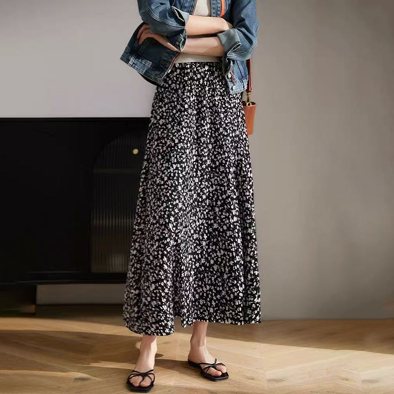 優雅度假風碎花A字半身裙