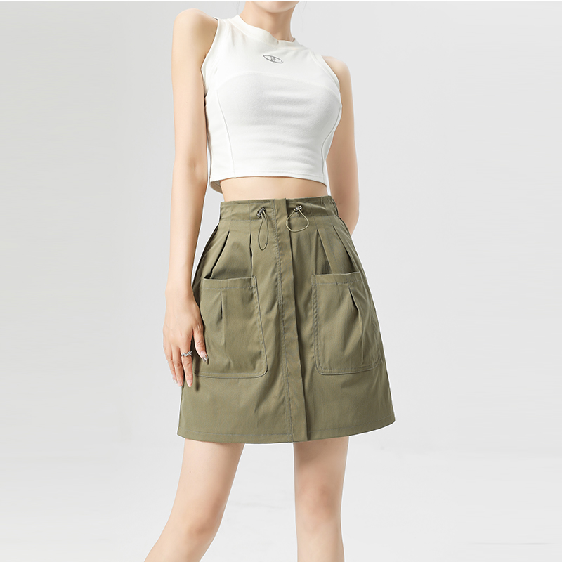 防走光可調式腰頭工裝短裙(5色)
