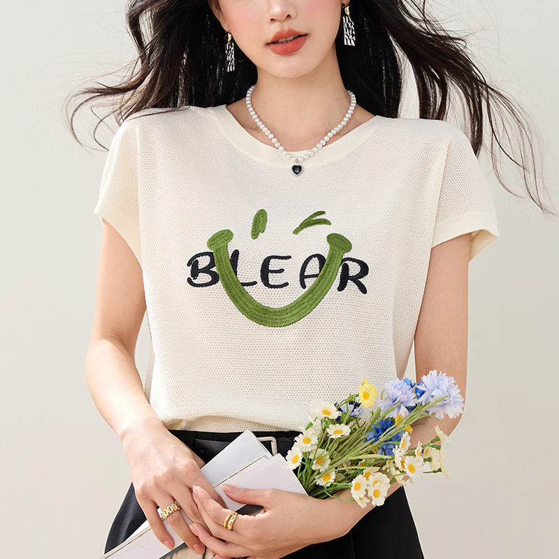 笑臉提花薄款針織T恤