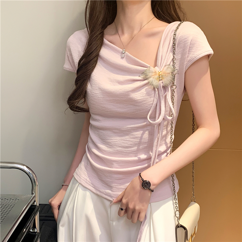 法式立體蝴蝶結繫帶小衫(3色)