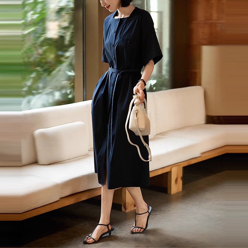 【附腰帶】法式設計感方領連身裙