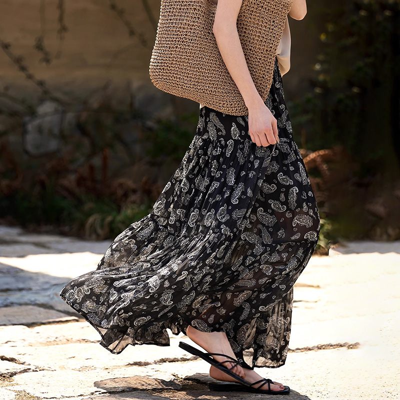 法式復古高腰印花A字裙