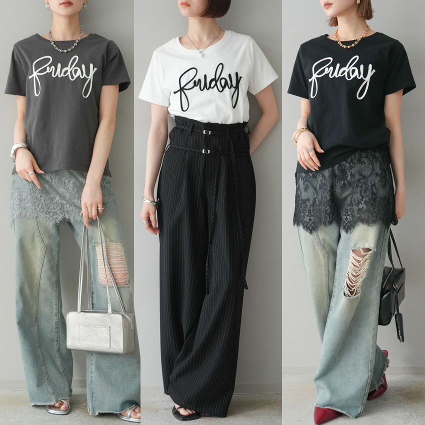 日繫手工盤花簡約短袖T恤(3色)