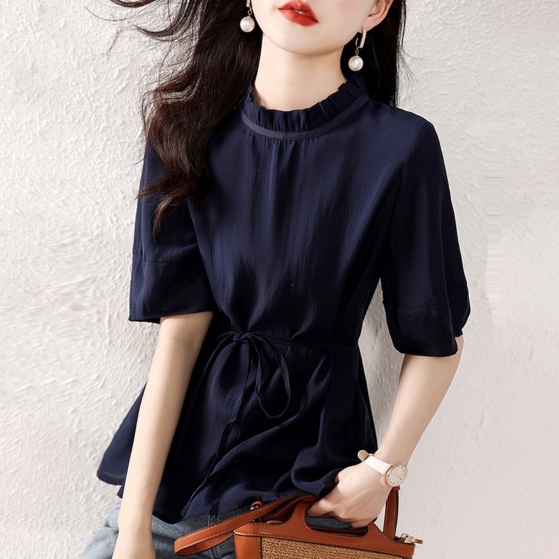 復古燈籠袖收腰襯衫
