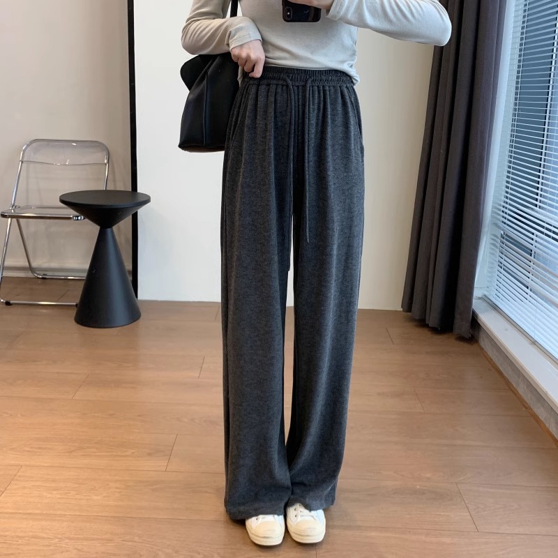 高腰寬鬆休閒直筒闊腿拖地褲(4色)