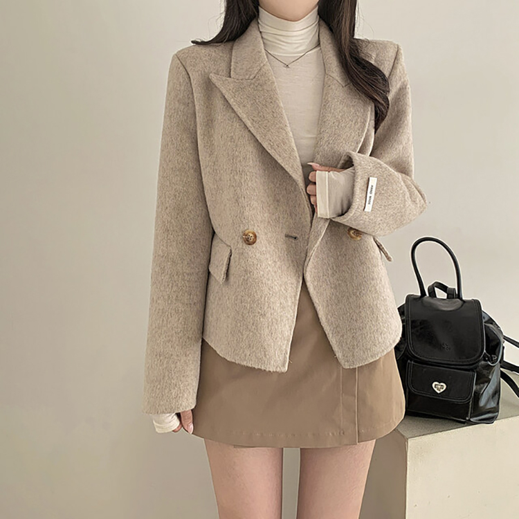 韓系西裝領長袖毛呢外套(4色)