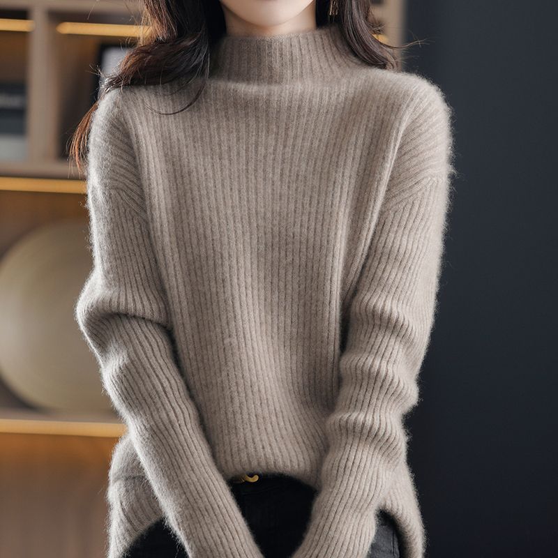寬鬆半高領長袖針織毛衣(4色)