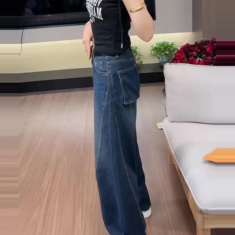 舒適高腰鐮刀牛仔褲