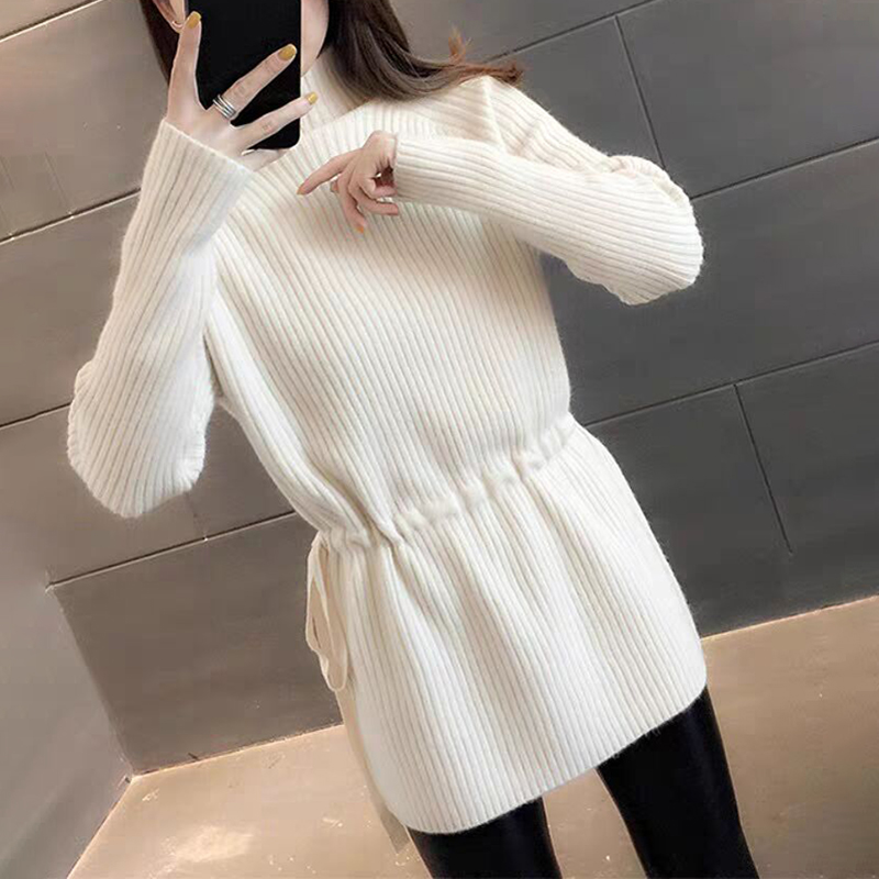 時尚中長款收腰顯瘦毛衣裙