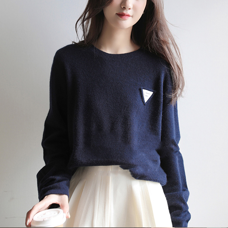 韩系圆领长袖针织毛衣