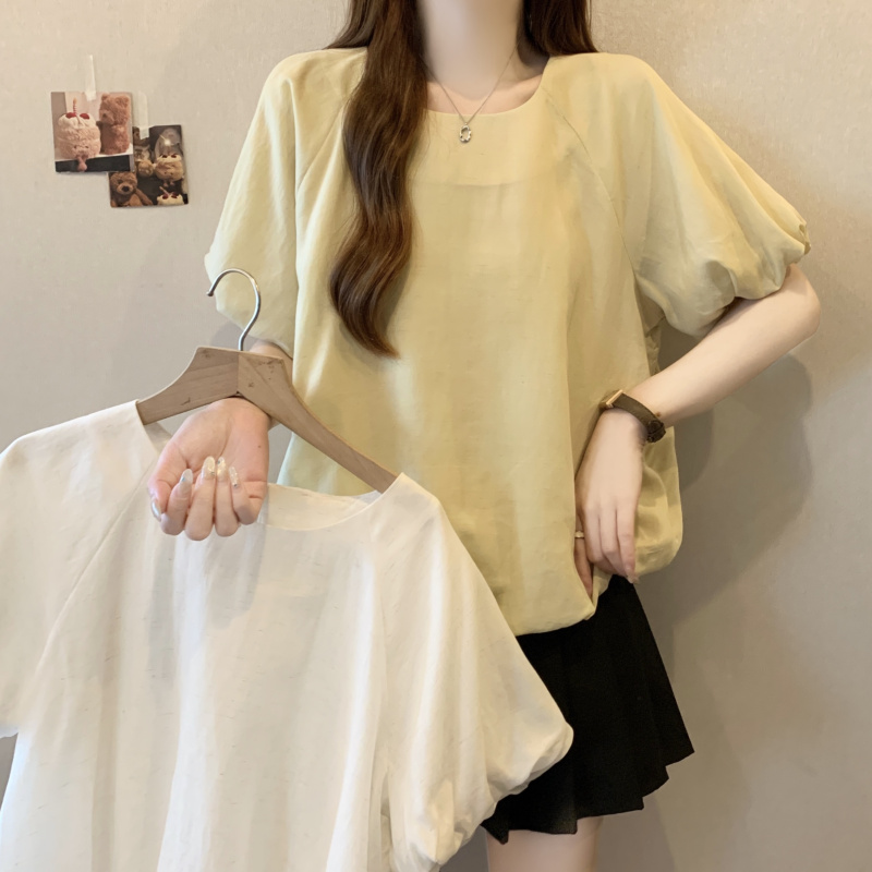 韓系圓領泡泡短袖小衫(2色)